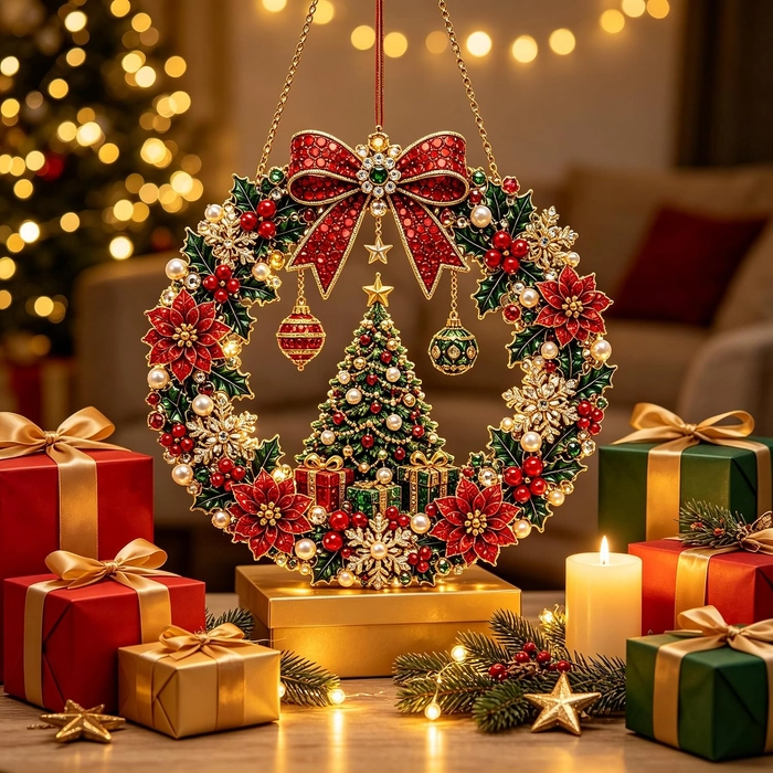 🔥Last Day 75% OFF - DIY Christmas Wreath Diamond Art Kit